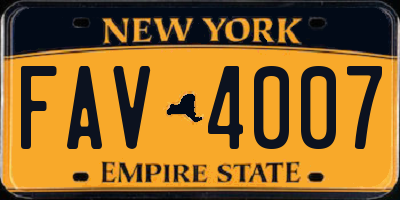 NY license plate FAV4007