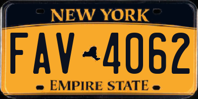 NY license plate FAV4062