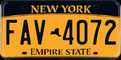 NY license plate FAV4072