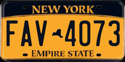 NY license plate FAV4073