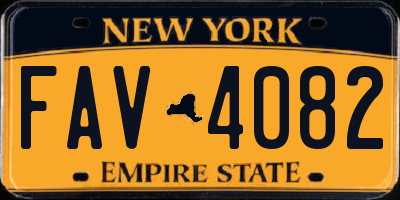 NY license plate FAV4082