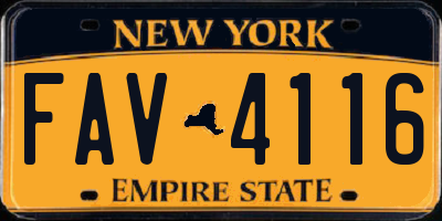 NY license plate FAV4116