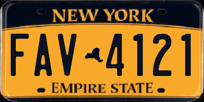 NY license plate FAV4121