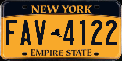 NY license plate FAV4122
