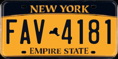 NY license plate FAV4181