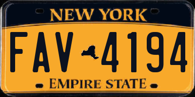 NY license plate FAV4194