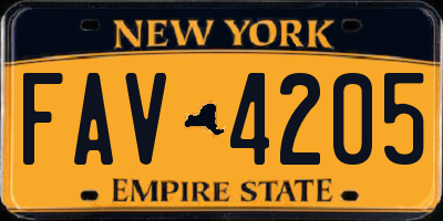 NY license plate FAV4205
