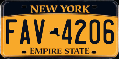 NY license plate FAV4206