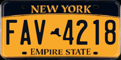 NY license plate FAV4218
