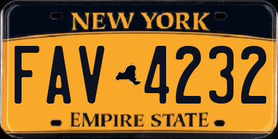 NY license plate FAV4232