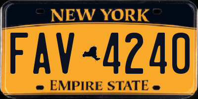 NY license plate FAV4240