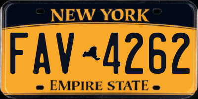 NY license plate FAV4262
