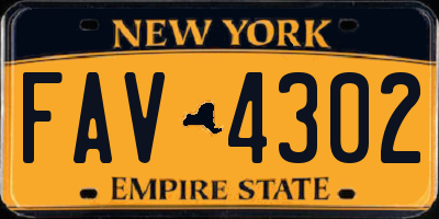 NY license plate FAV4302