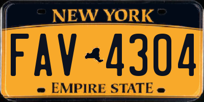 NY license plate FAV4304