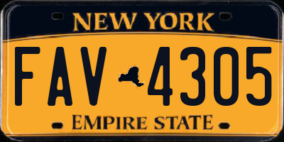 NY license plate FAV4305