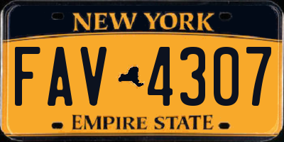 NY license plate FAV4307