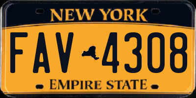 NY license plate FAV4308