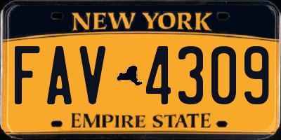 NY license plate FAV4309