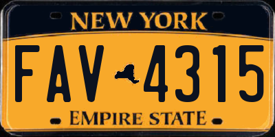 NY license plate FAV4315