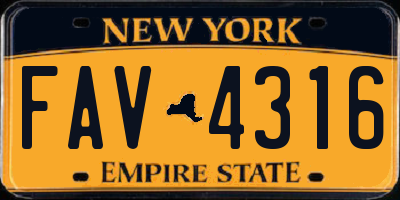 NY license plate FAV4316