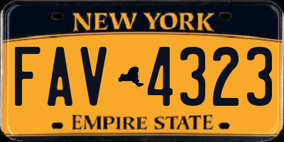 NY license plate FAV4323