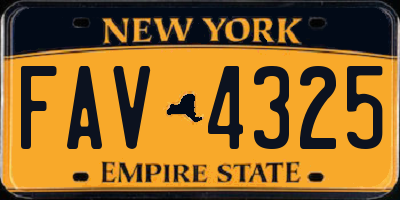 NY license plate FAV4325