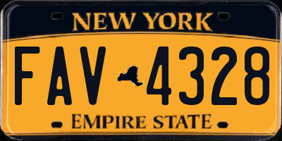 NY license plate FAV4328