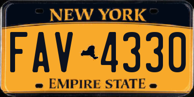 NY license plate FAV4330