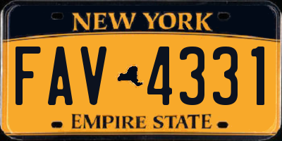 NY license plate FAV4331