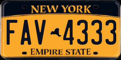 NY license plate FAV4333