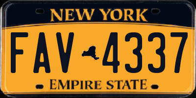 NY license plate FAV4337