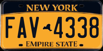 NY license plate FAV4338