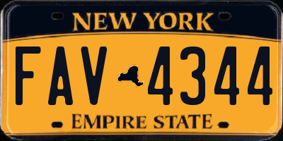 NY license plate FAV4344