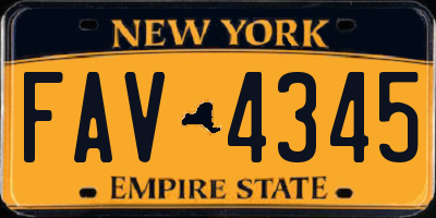 NY license plate FAV4345