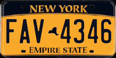 NY license plate FAV4346