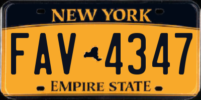 NY license plate FAV4347