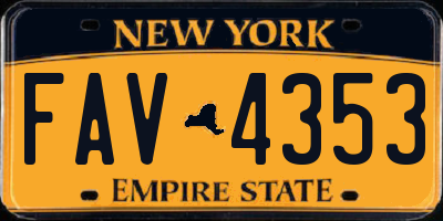 NY license plate FAV4353