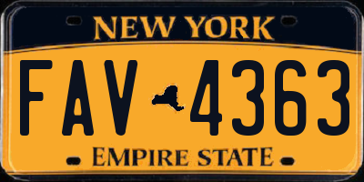 NY license plate FAV4363