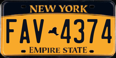 NY license plate FAV4374