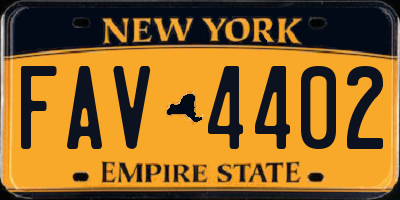 NY license plate FAV4402