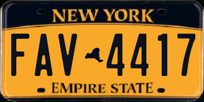 NY license plate FAV4417