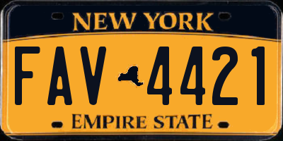 NY license plate FAV4421