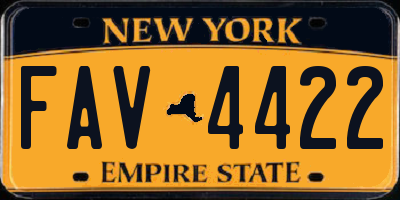 NY license plate FAV4422