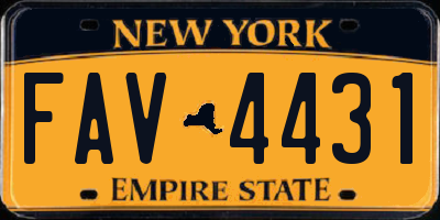 NY license plate FAV4431