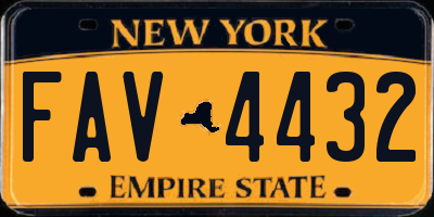 NY license plate FAV4432