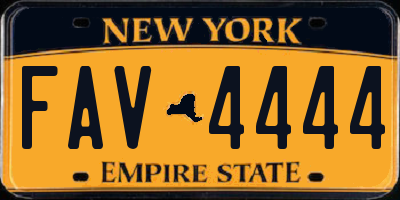 NY license plate FAV4444