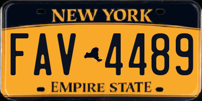 NY license plate FAV4489