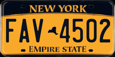 NY license plate FAV4502