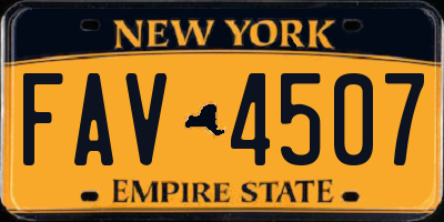 NY license plate FAV4507