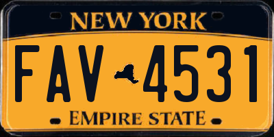 NY license plate FAV4531